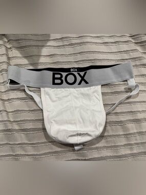 Box menswear   Jockstrap Classic White Jockstrap with Wide Gray Waistband